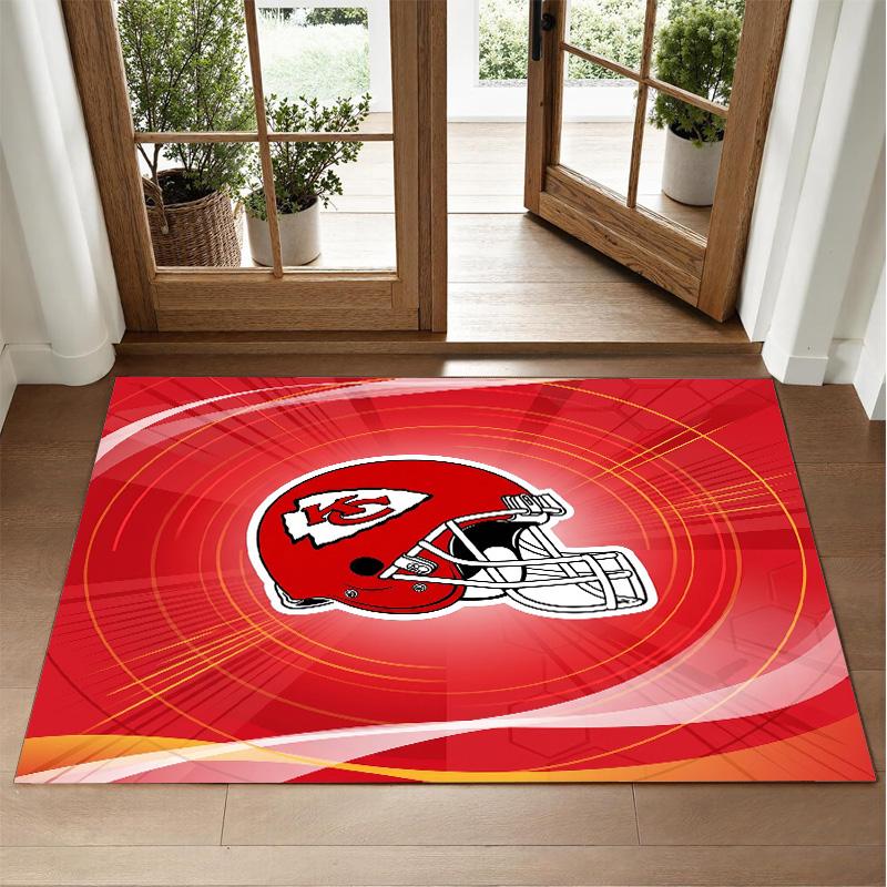 Kansas City Chiefs Design Crystal Velvet Rug Soft Decorative Mat for Bedroom Entrance