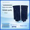 Men's Windproof Suede Fleece Lined Fingerless Cycling Gloves - Warm, Touchscreen, Solid Color