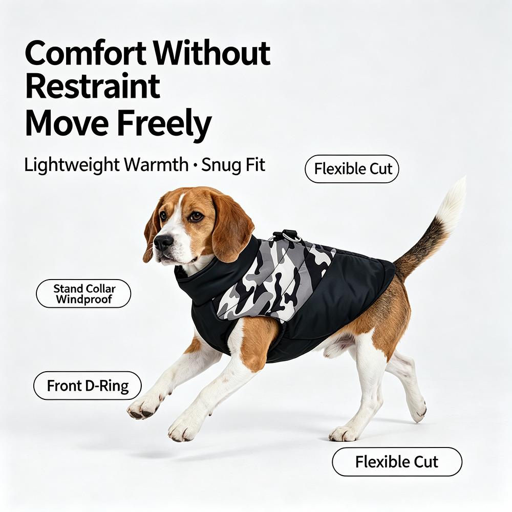 Winter Warm Dog Clothes For Small Medium Dogs Outdoor Windproof Waterproof With Zipper Camouflage Jacket French Bulldog Outfits
