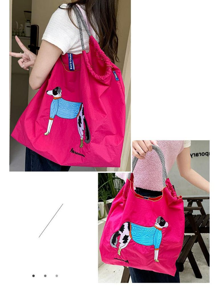 Women's Oxford Cloth Embroidered Handbag: Large Capacity, Nylon, Portable, Crossbody, and Shoulder Bag.