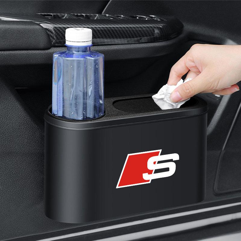 Hanging Car Trash Can Auto Emblem Garbage Box Accessories For Audi C7 C6 C5 B5 B6 B7 B8 B9 D3 Q3 Q5 Q7 TT A1 A3 A4 A5