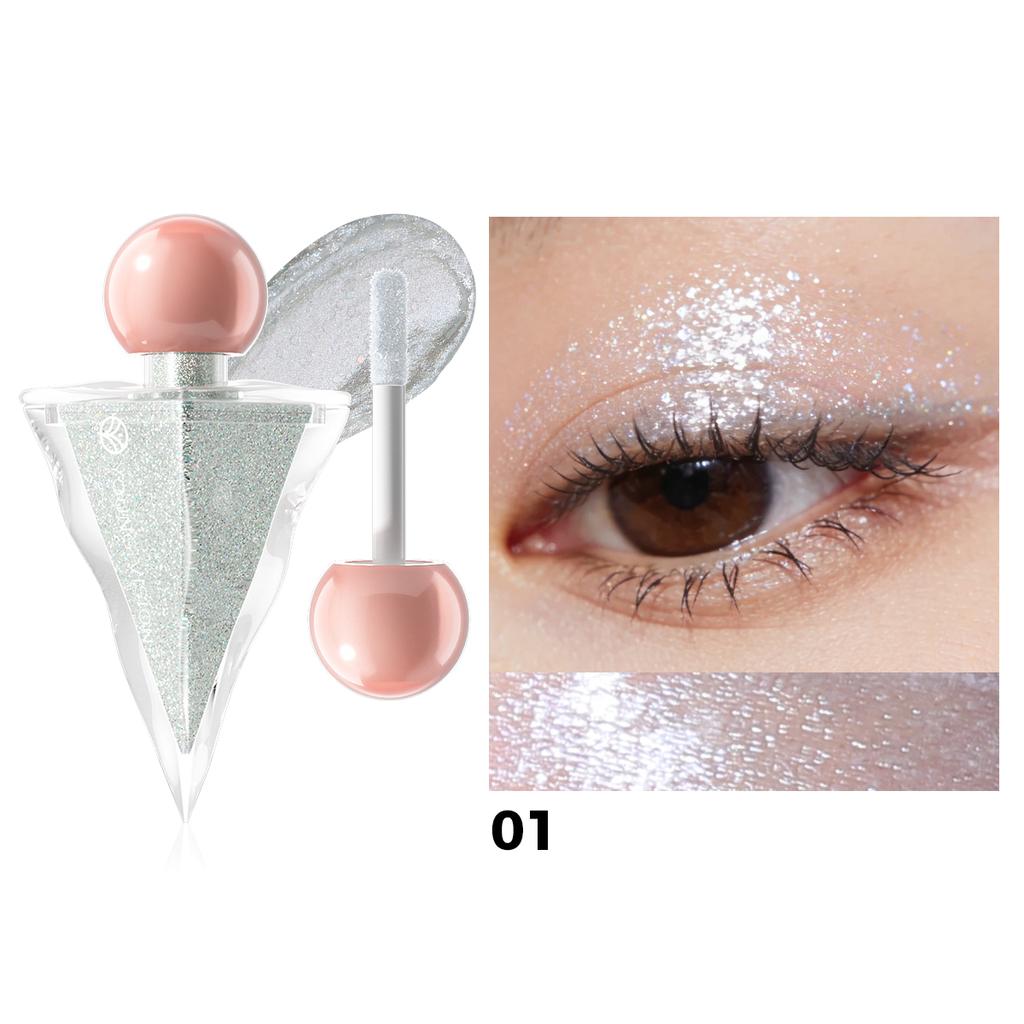 6-kleurige Driehoek Vloeibare Oogschaduw, Parelmoer Fijn Glitters, Heldere en Glanzende Vloeibare Oogschaduw, Gezichtsmake-up, Roze Paarse Sexy Oogschaduw