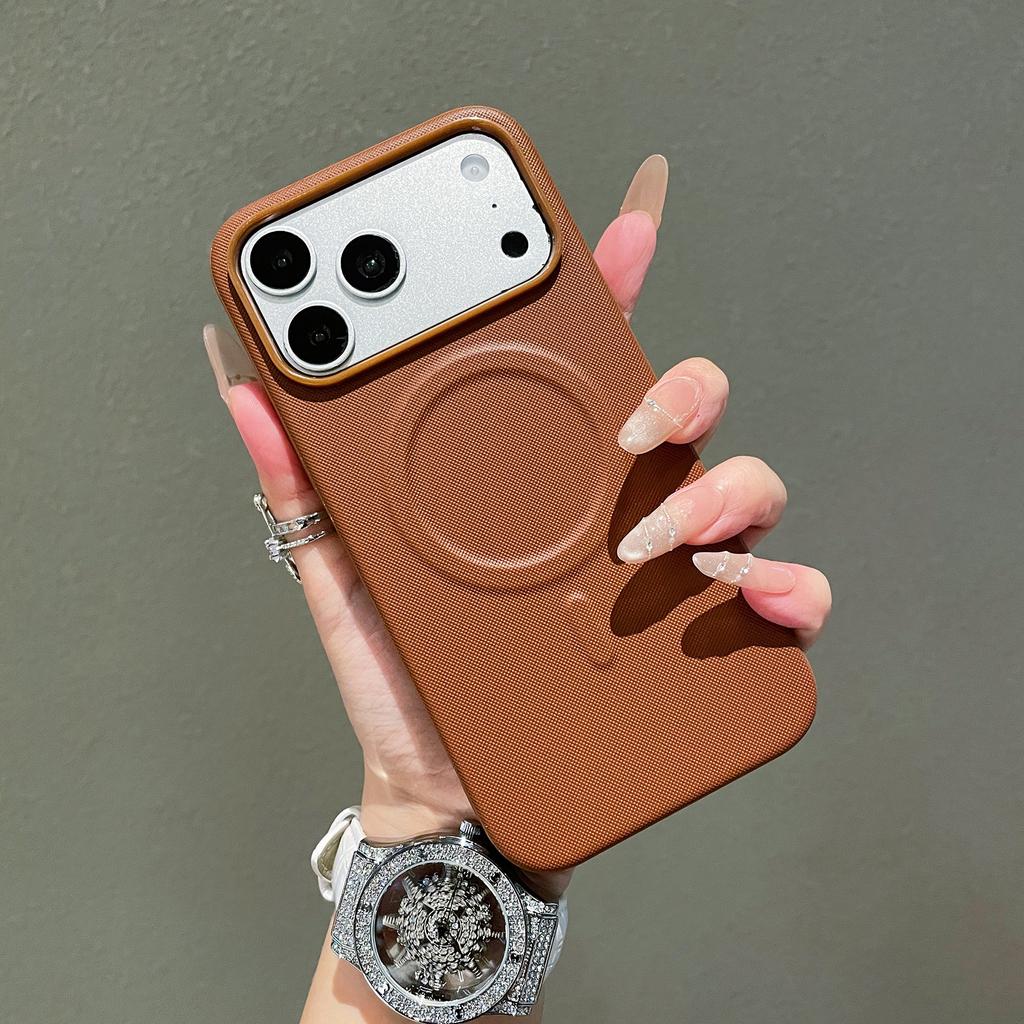 Matte Artificial Leather Magnetic Phone Case for For Iphone 17 16 15 14 Pro Max 13 for  Wireless Charging Back Cover