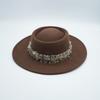 Cappello a tesa piatta vintage color caramello, stile francese, per donna, autunno e inverno, in feltro di lana, elegante stile britannico, cappello Panama a tesa piatta