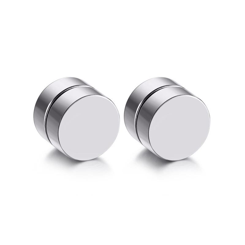 1 Pair Stainless Steel Magnetic Non-piercing CZ Stud Earrings Unisex Punk Hoop Earring Ear Clips For Men Women