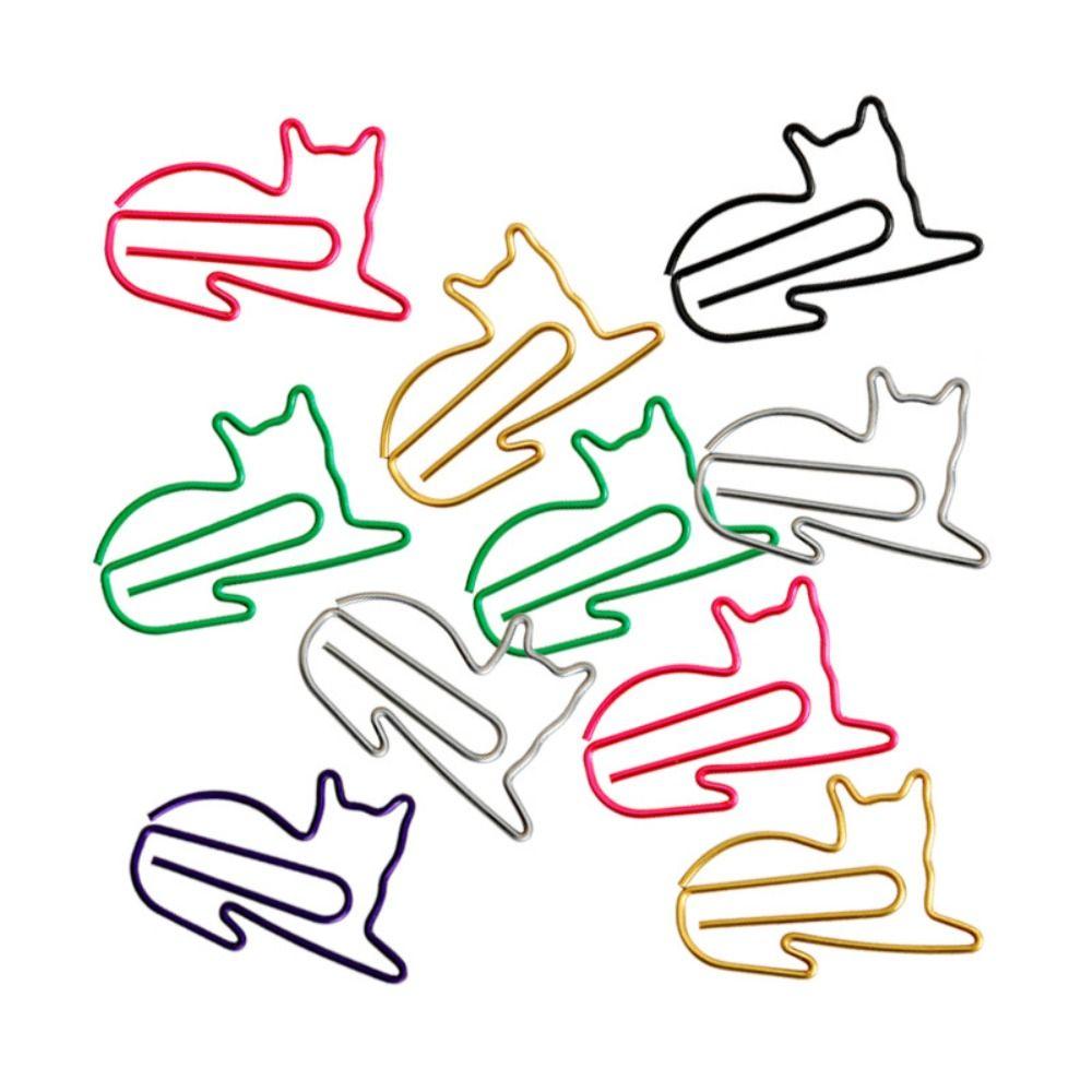 20/30PCS Animal Bookmark Metal Paper Clamps Paper Decorative Cat Shaped Paper Clips  Office/School