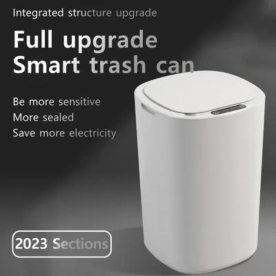 Lixeira com sensor inteligente Lixeira branca automática Cozinha Banheiro À prova d'água Lixeira elétrica de 12L