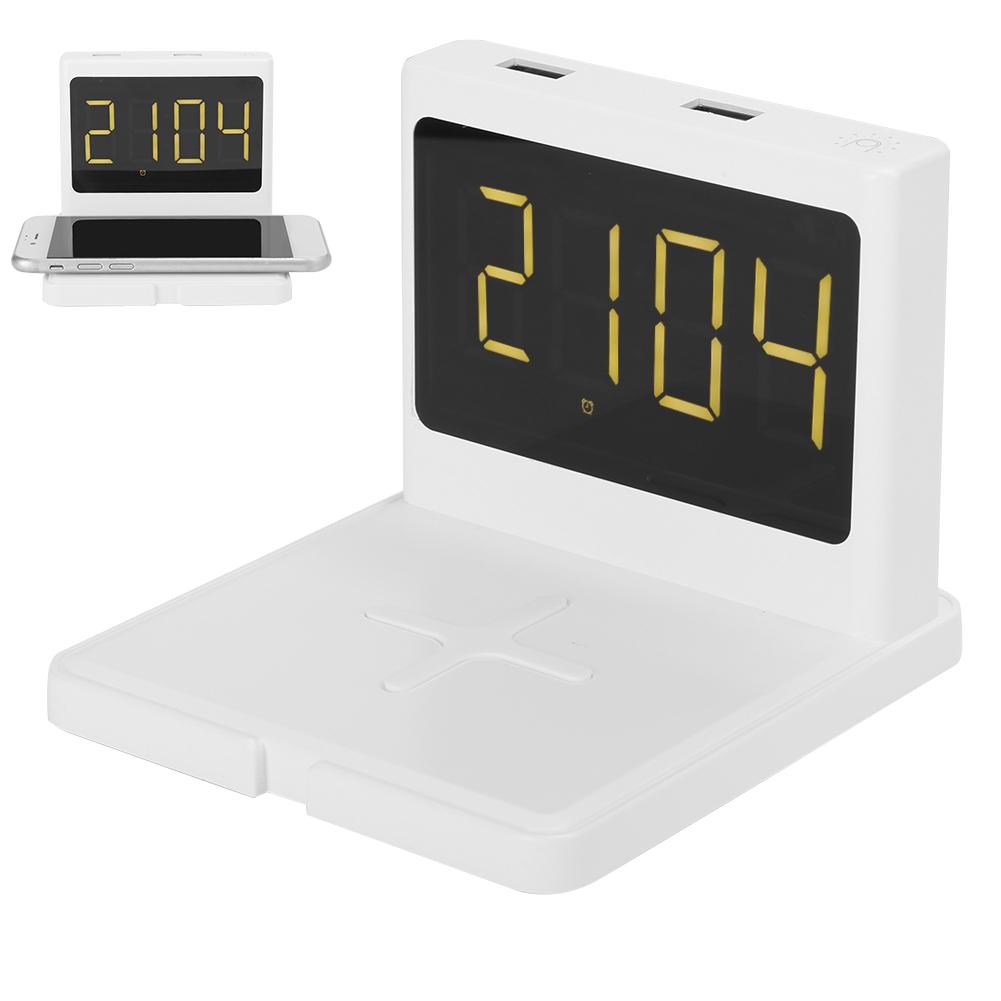 Für Qi Uhr Kabelloses Ladegerät 15W Alarm T11 Schnell Multifunktionales LadezubehörWeiß