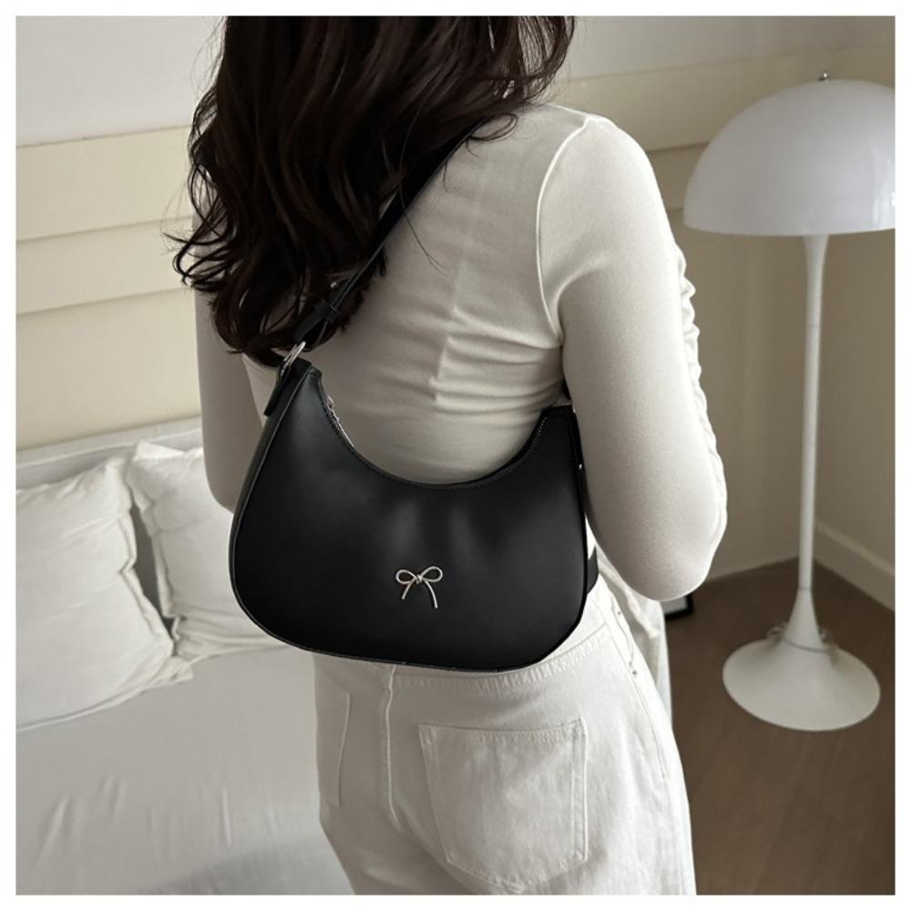 Luxury New Design Bowknot Armpit Bag Solid Color Large Capacity Y2K Handbag PU Leather Bowknot Underarm Bag