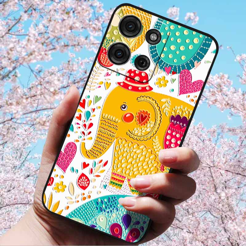 For Motorola Moto G15 4G/ G15 Power/G75 5G 3D Relief Flower Emboss Soft Silicone Cases Back Cover with 3D Flower Patter for G15