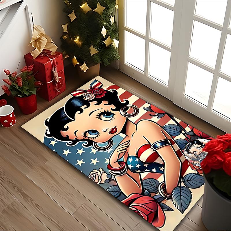 1pc Office Carpet, Betty Boop Chair Rug, Living Room Printed Area Rug, Home Chair Floor Mat