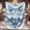 Elegant Mandala Wild Cat Theme Fleece Look Bed Throw Retro Looking Decor Blanket For Restaurant Dance Studio Shop