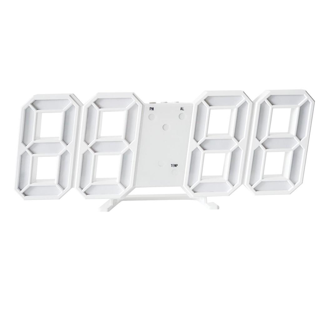 3D LED Digital Alarm Clock with Temperature Display, Wall-Mounted, 8-Character