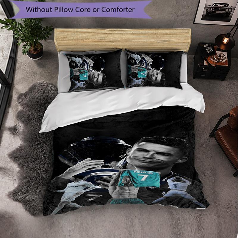 Cristiano Ronaldo Themed Bedding 3Pcs Duvet Cover Set Decorative Bed Linen For Teen Room Home Decoration