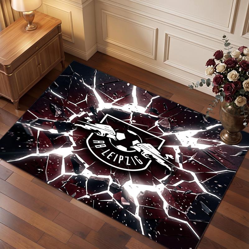 RB Leipzig Football Print Crystal Velvet Rug, Comfortable Water Absorbent Non Slip Indoor Floor Carpet