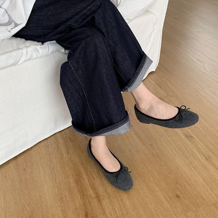 Soft-soled fairy style ballet single shoes 2025 autumn new French bow light mouth retro color matching grandma Doudou shoes