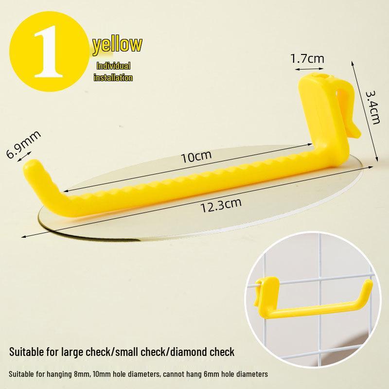 Nail-Free Grid Panel Hook for Wire Mesh Shelves - No-Drill Wall Storage Hooks for Kindergarten Display