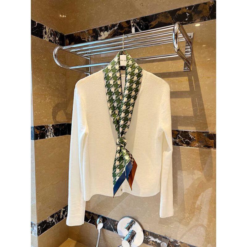 NINA SOLOR Nordic Chic Houndstooth Double-Sided Long Silk Scarf