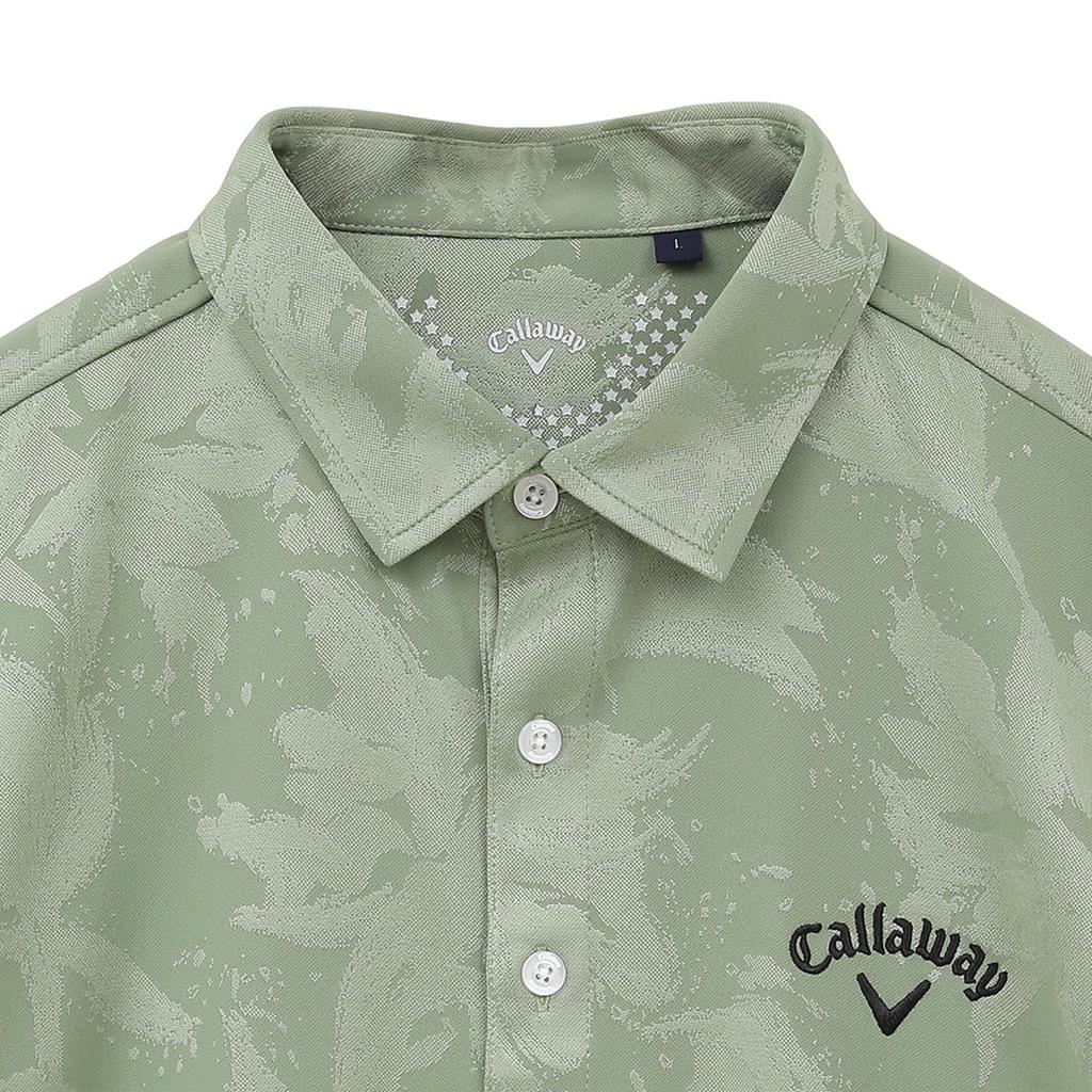 Callaway Short Sleeve Polo Shirt UV Golf C24134117 Men's (Floral Print, Moisture-Wicking, Quick-Drying, Protection) / / 1181_Khaki