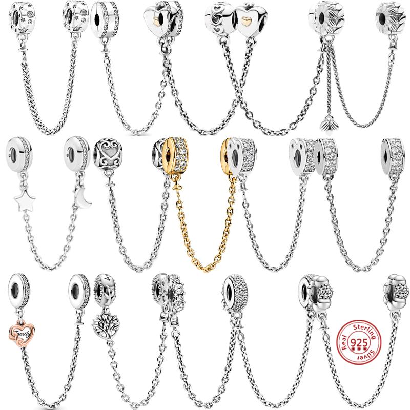 

Серебро 925 пробы Сверкающий Прозрачный Циркон Цветочная Цепочка Безопасности Бусины Подходит Оригинальный Браслет Кулон DIY Роскошные Украшения Женщины