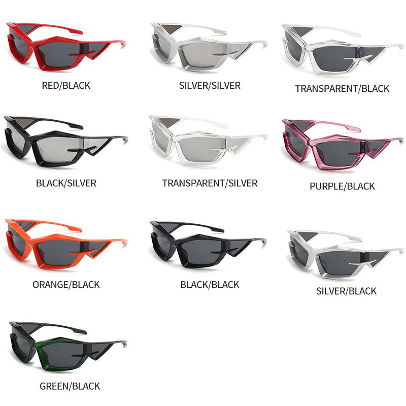 Xiaomi Y2K Futuristic Geometric Sunglasses UV400 Cyberpunk Irregular Wrap Around Shades Unisex Fashion Street Party Eyewear