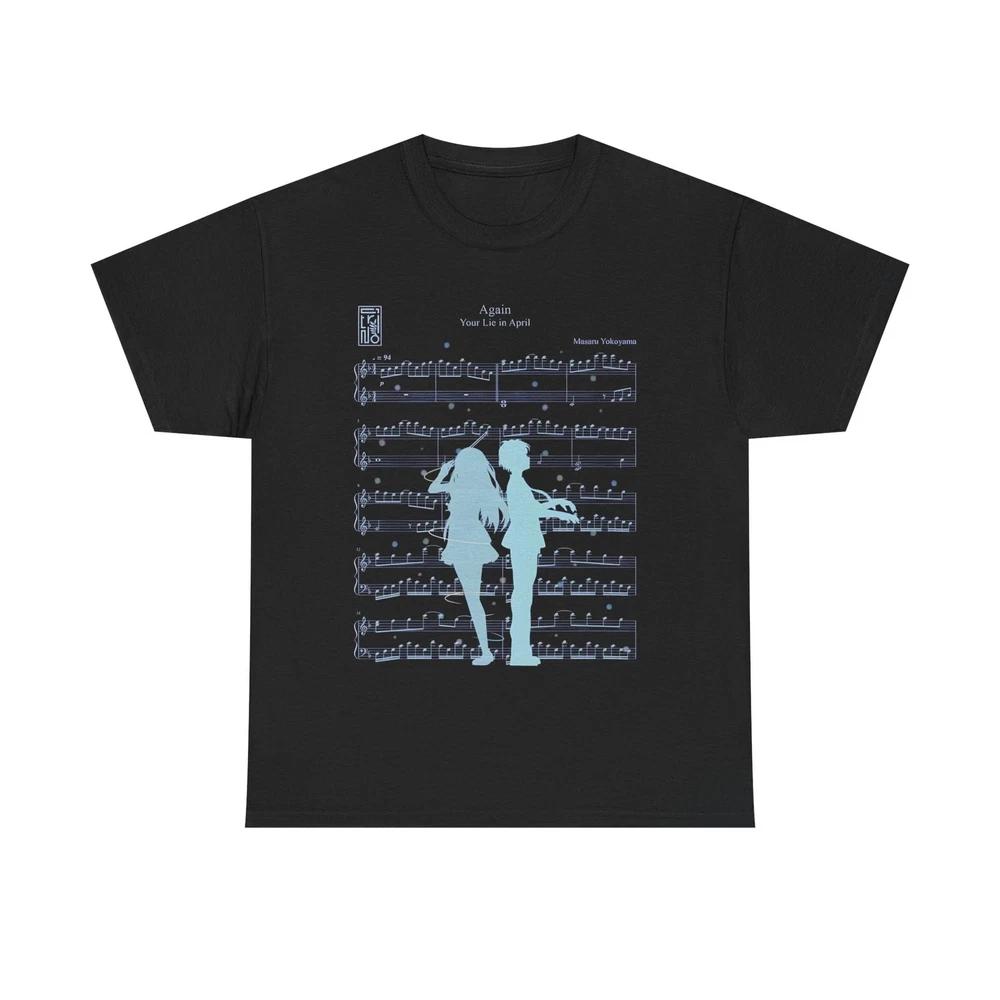 Animekaori Miyazono Music YOUR LIE IN APRIL Black T Shirt S