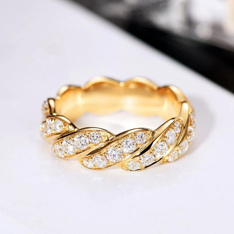 European and American Popular Zircon Ring, Twist Popular Cuban Hip-hop Men's Ring, High-end Ring Ring