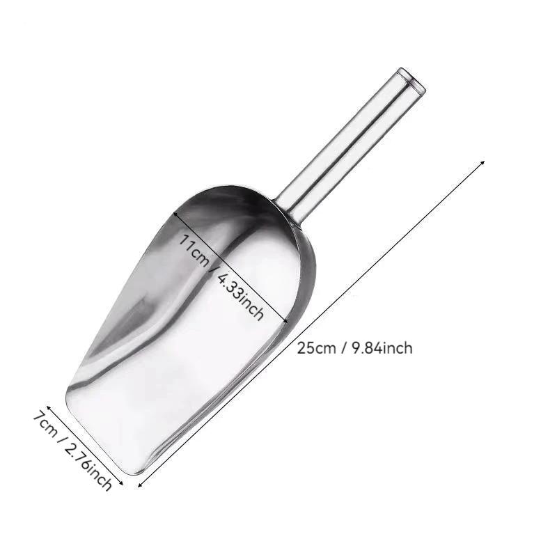 Stainless Steel Ice Shovel Coffee Beans Ice Cube Scoop Bar Ice Scraper Flour Nut Spoon Grain Dry Goods Shovel Kitchen Utensils
