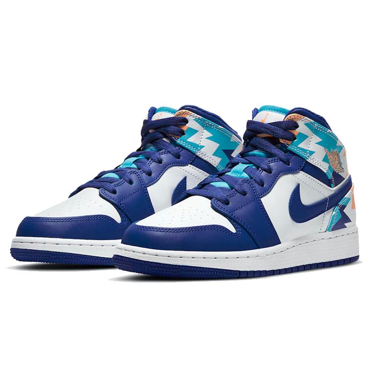 New Jordan 1 Mid GS Geometric Pint 555112-105