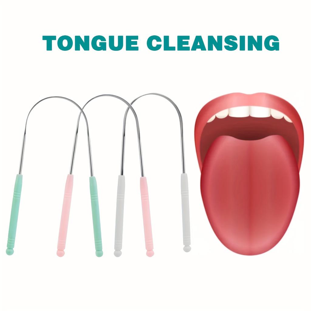 1/2Pcs Stainless Steel Tongue Cleaning,Effective Oral Care With Tongue Scraper, Brush, Clearing Tool  For Bad Breath Reduction