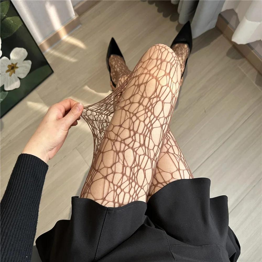 2025 Goth Spitze Netzstrümpfe Y2k Ausgeschnitten Einfarbig Strumpfhose JK Japanischer Stil Hohe Taille Vintage Rauten Gestreifte Strumpfhose