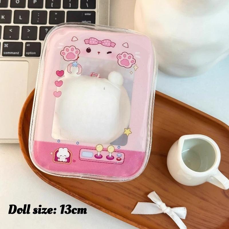 Original Animal Transparent PVC Doll Storage Bags for 13 20cm Plush Doll Kawaii Claw Machine Shaped Storage Bag with Lanyard New