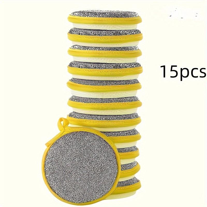 

15 шт. кухонных губок для мытья посуды - двухсторонняя не царапающая губка, щетка для мытья посуды для многоцелевой уборки, многоразовая и моющаяся жёлтый