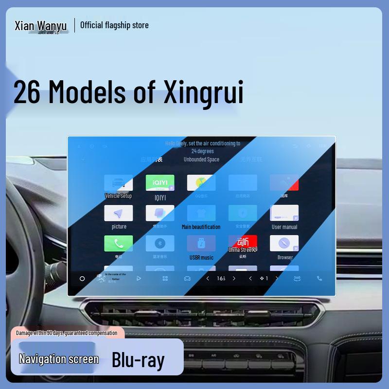 Geely Xingrui Center Console Tempered Glass Screen Protector - Navigation Sticker & Interior Mod Accessories for 26 Models