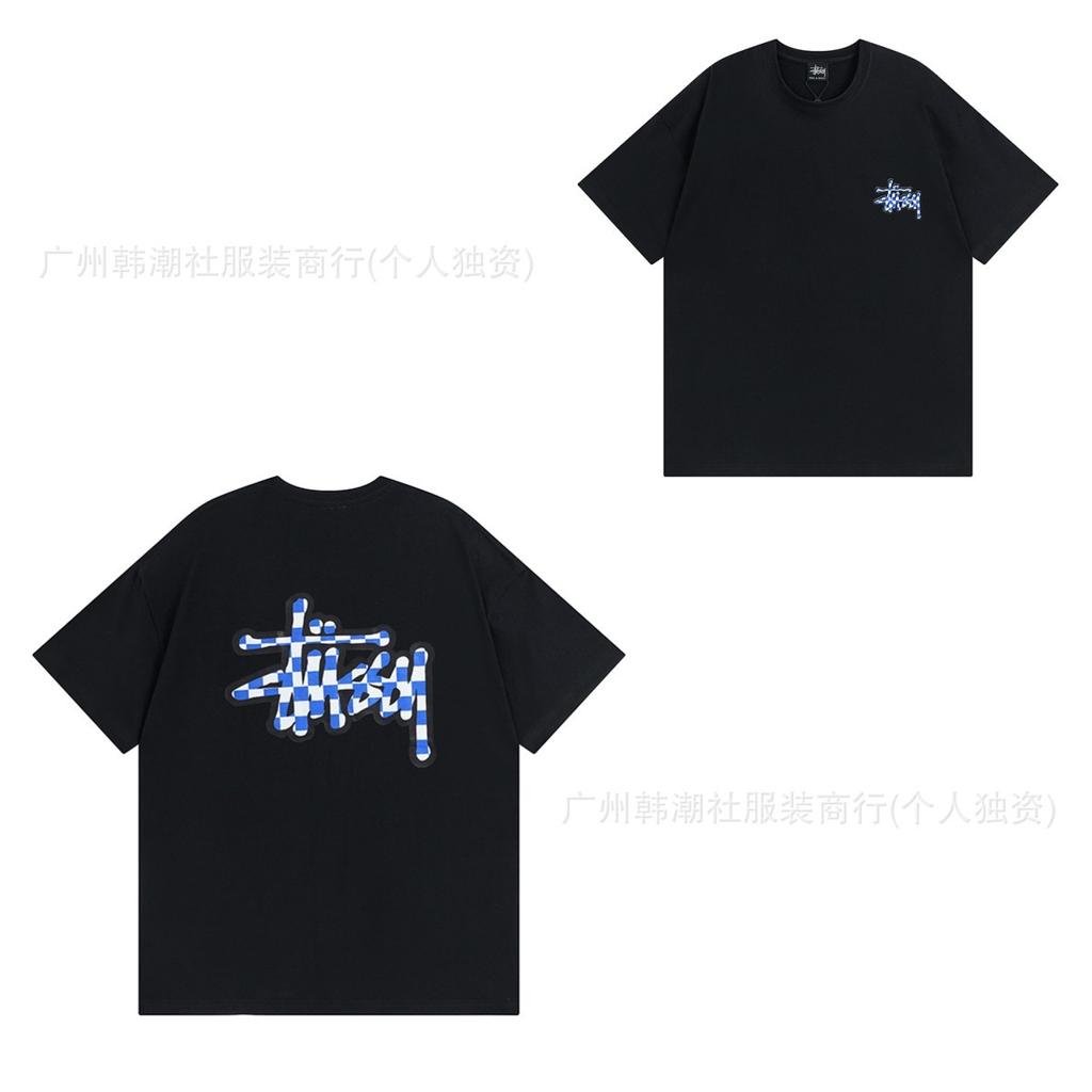 [2] American trendy brand short-sleeved t-shirt black and white collection printed short-sleeved t-shirt casual couple men and women of the same style