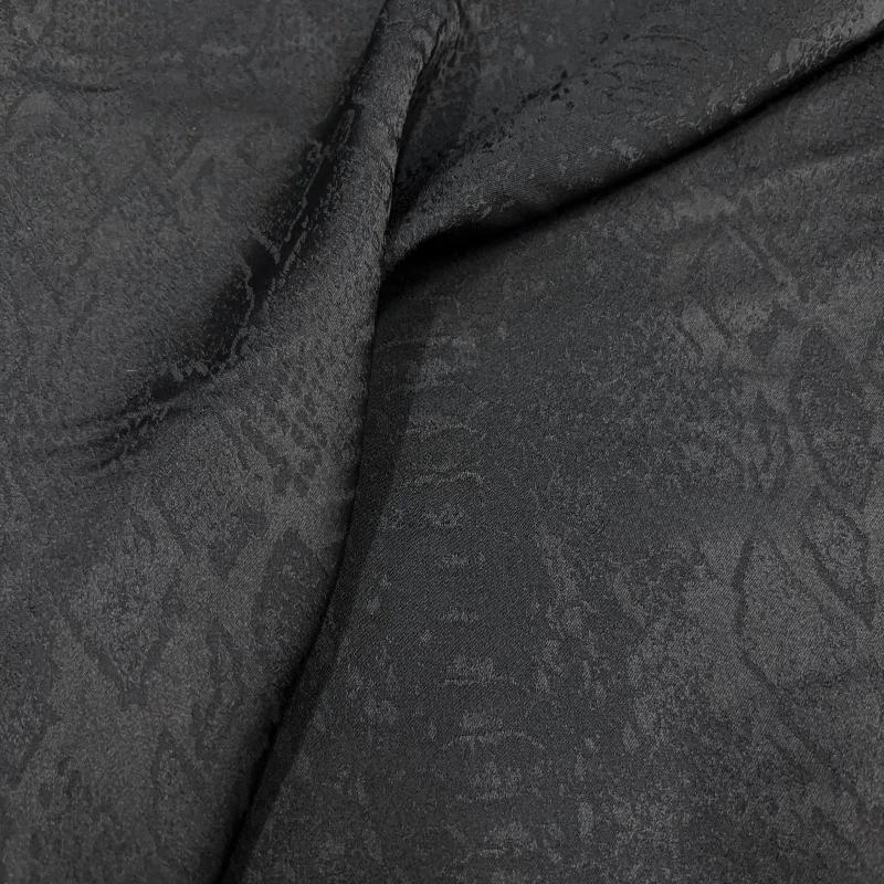 100x145cm Jacquard Drape Anti-wrinkle Fabric Pure Black Python Pattern Faux Silk Satin Fabric DIY Cheongsam Halter Dress