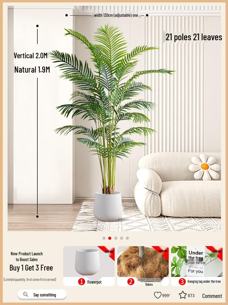 Bionic Green Sprenger's Fern Artificial Tree for Indoor Luxury Living Room Décor