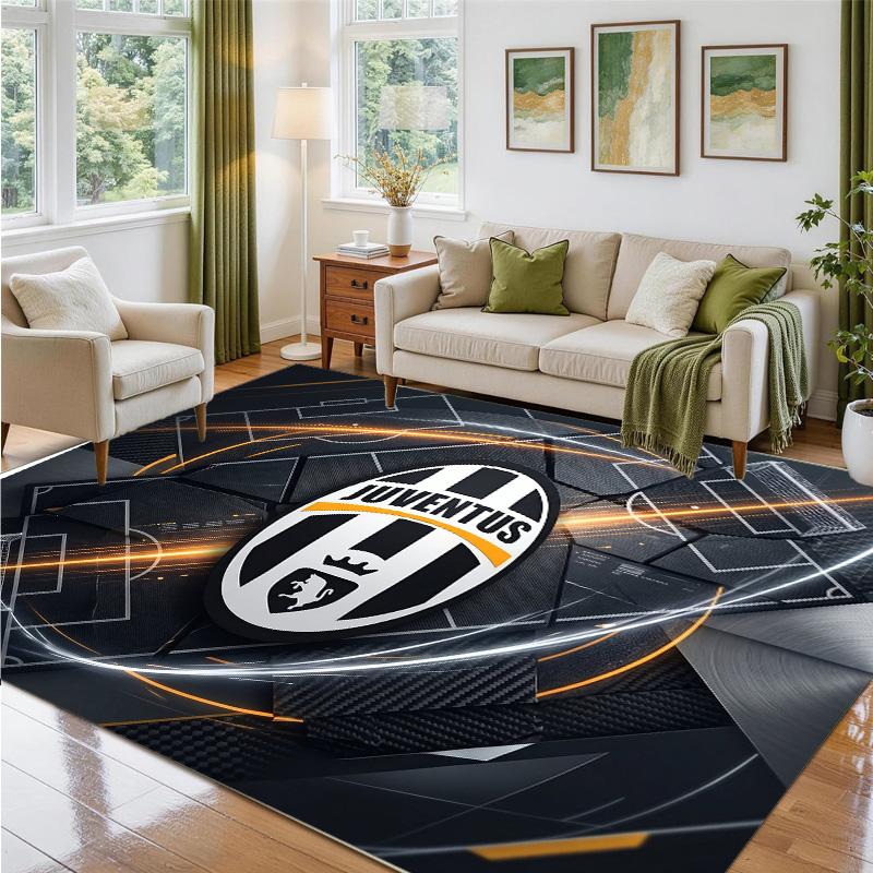 Juventus FC Design Crystal Velvet Rug Soft Decorative Mat for Bedroom Entrance