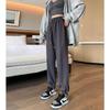 Black sweatpants women's spring and autumn new straight sweatpants loose and lazy casual tied feet small wide-leg pants