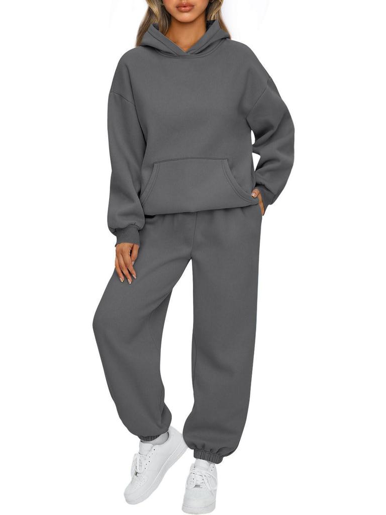 2025 Autumn/Winter Women's 2-Piece Casual Hooded Sweatshirt and Long Pants Tracksuit