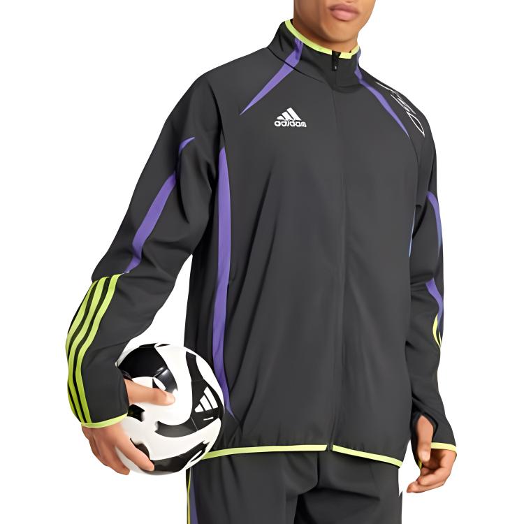 Adidas F50 Speed Spike Buchstabenlogo Print Langarm Retro Sport Stehkragen Jacke Herren Jacke Schwarz IY3831