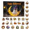 2025 Halloween 2D Ghost Reading Ornament Countdown Set 24 Days Advent Calendar Stained Glass Window Hanging Suncatchers for Home Decor