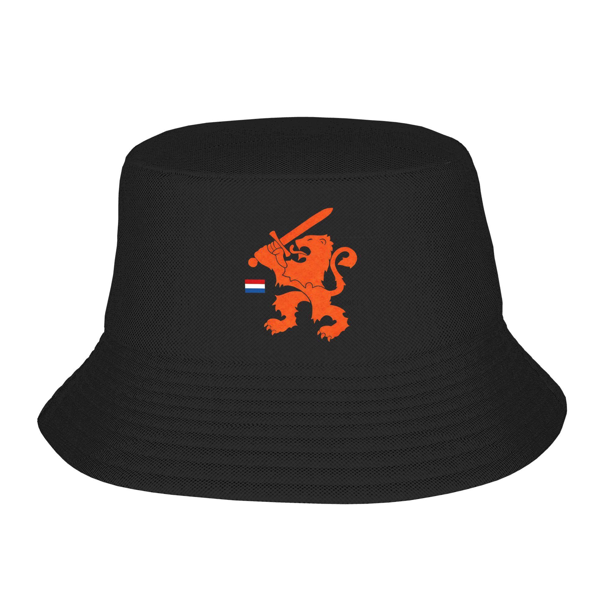 Chapeau seau Pays-Bas Casquettes de pêcheur d'extérieur pour unisexe Chapeaux de soleil rétro pour la chasse Casquette graphique pliable One Size red