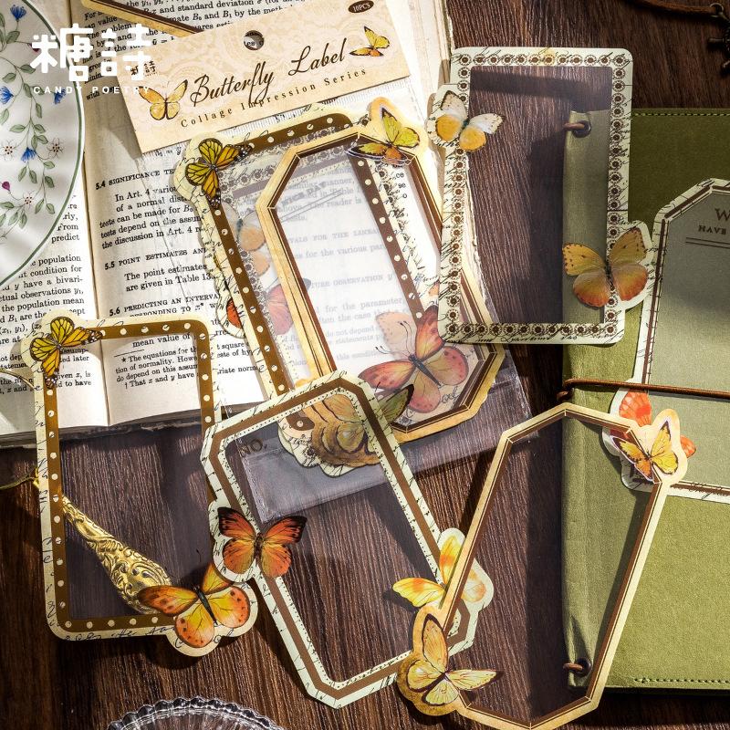 10 Sheets Large Size Hollow Border Stickers Vintage Scrapbooking Journal DIY Decorative Stickers Craft Supplies