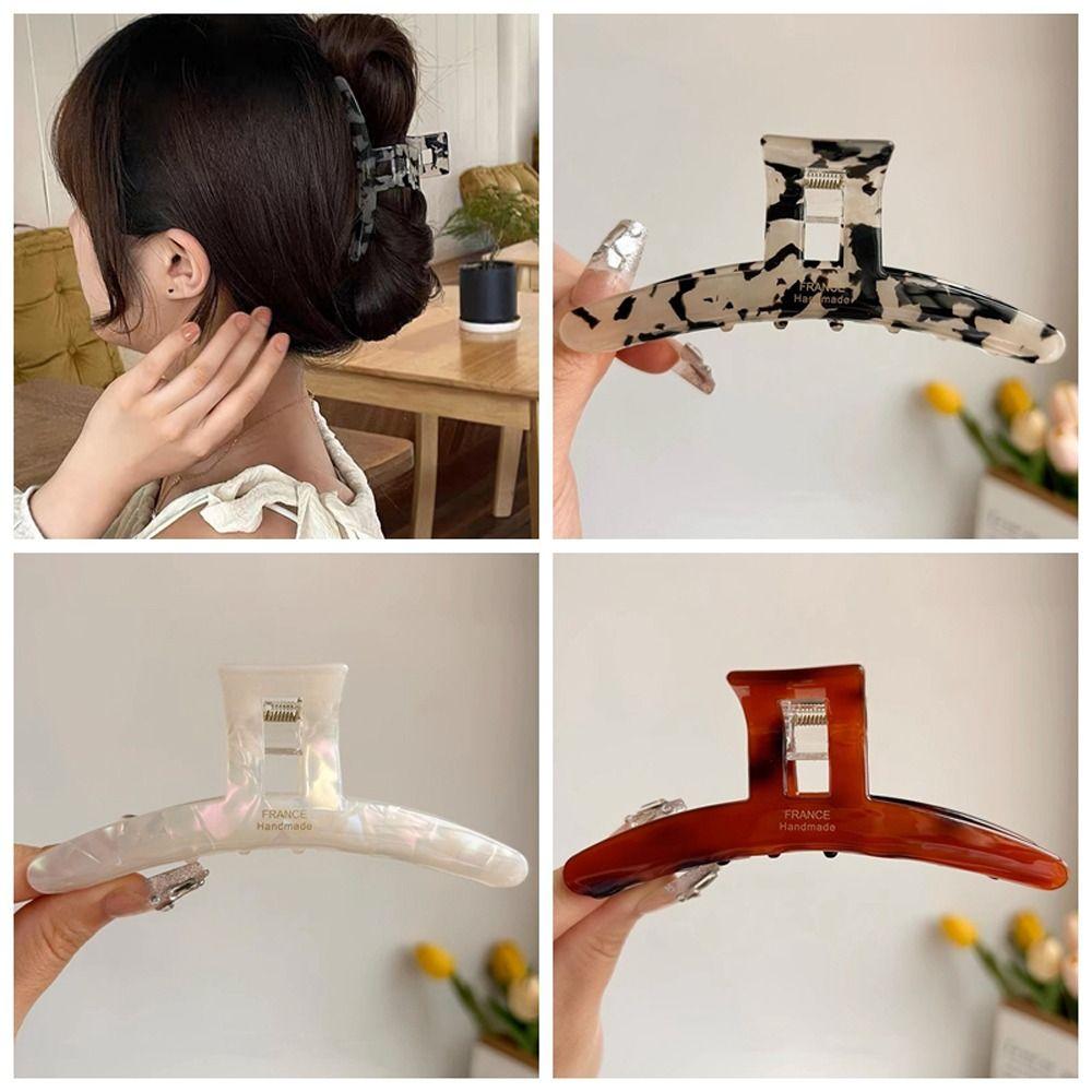 

T Shape Acetate Oversize Claw Clip Letter Leopard Shark Clip Sweet Transparent Hair Claw Daily