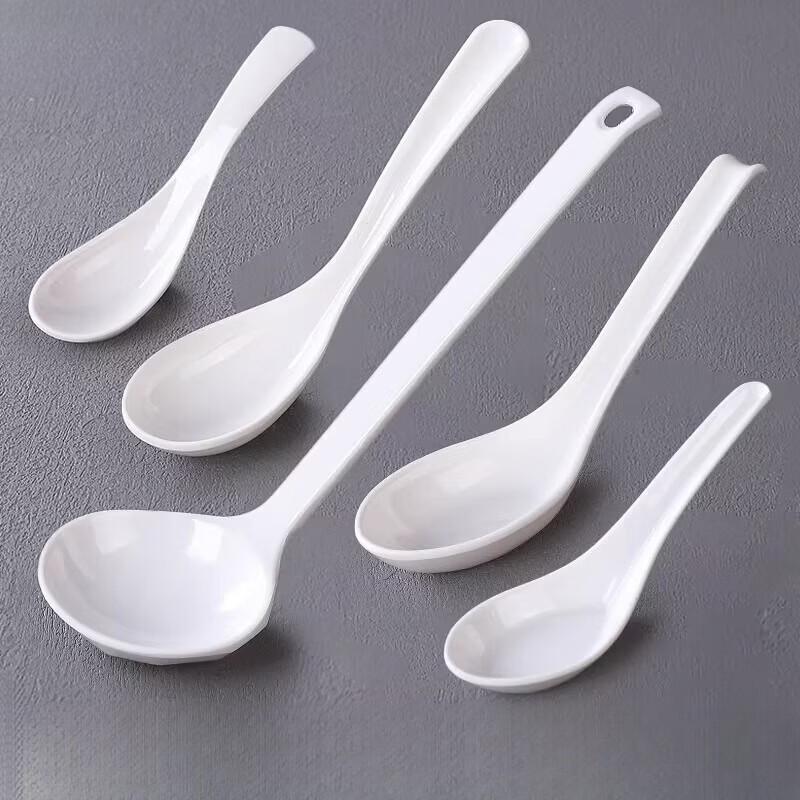 White Melamine Restaurant Soup Spoon