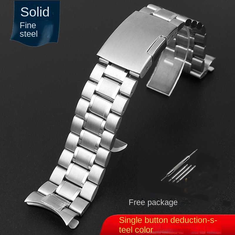 For Seiko Longines Timex Citizen Casio Curved End Stainless Steel Strap Men 20mm 22mm 24mm High Quality Metal Watchband Bracelet