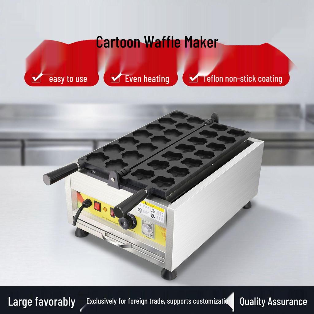 Automatic Cartoon Waffle Maker: Electric Pancake Machine for Snack Stalls