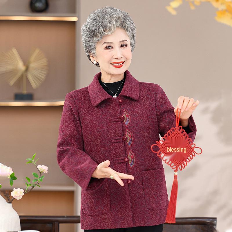 

Chic Spring Jacket for Seniors: New Chinese Style, Perfect for 70+ Women, Ideal for Spring and Autumn 3XL (suggested for 115-130 jin)