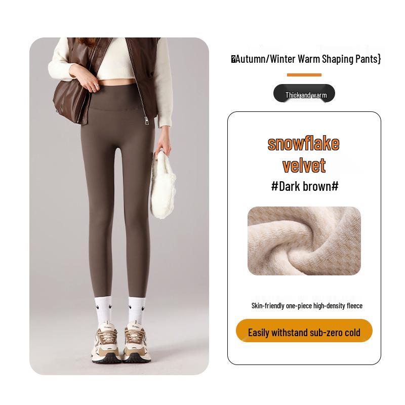 Sametové legíny Snowflake s vysokým pasem a zeštíhlujícím efektem: Bez viditelných linií, Kontrola břicha, Teplé a silné na podzim/zimu.